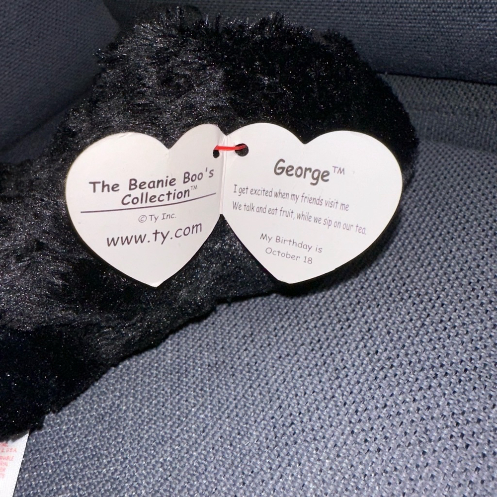 Ty Beanie Boo's George the Gorilla Plush Toy, Black & Purple NEW - Picture 8 of 11